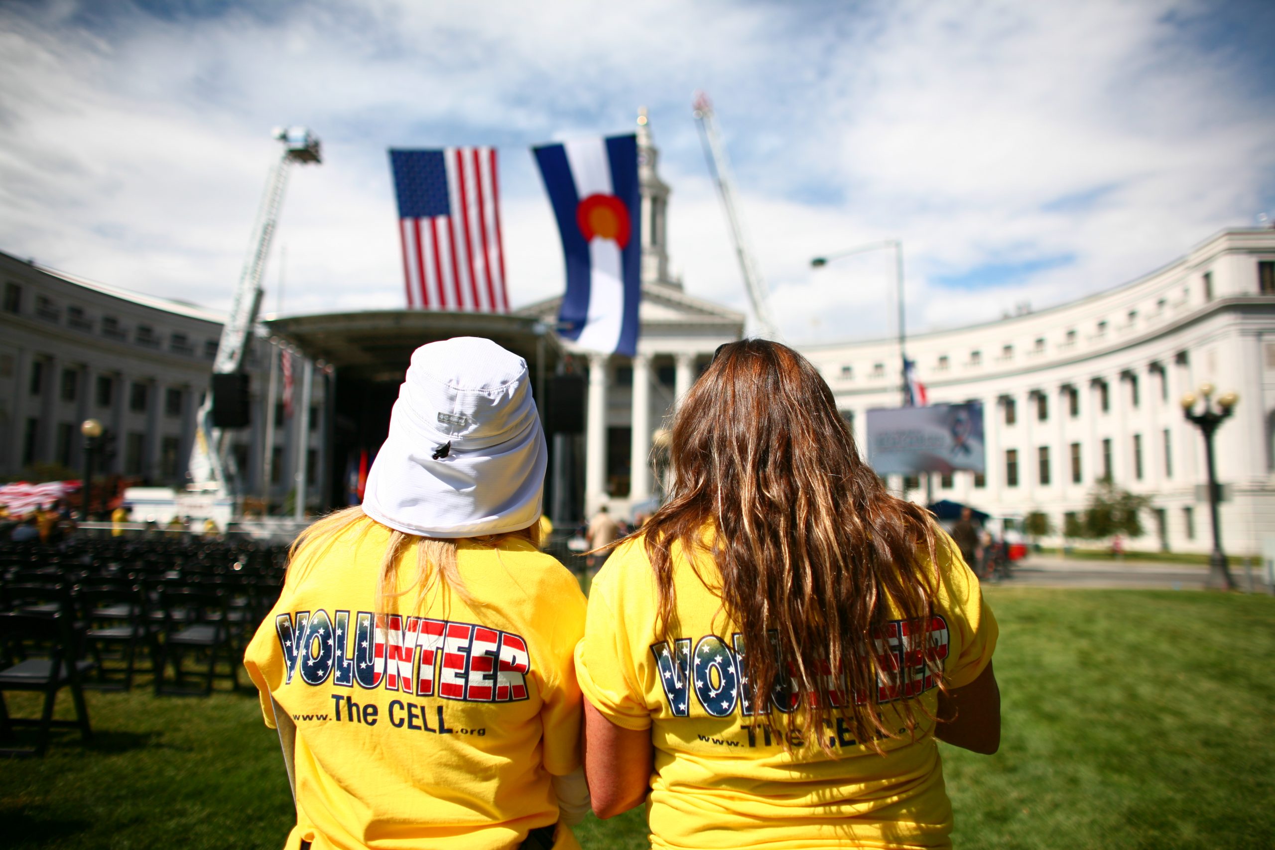 CELL volunteers at a remembrance ceremony to mark the 11th anniversary of the September 11th terrorist attacks against the United States, in Denver, Colorado, U.S., on Tuesday, September 11, 2012.